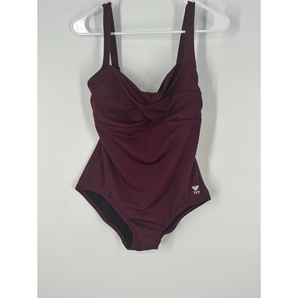 TYR Womens Sz‎ S One Piece Maroon Twisted Bra Controlfit Swimsuit Feminine